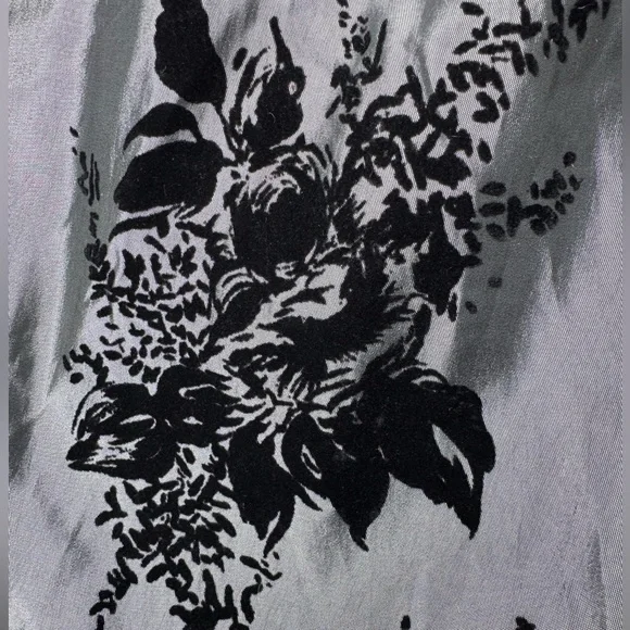 MSK Silver Black Velvet Floral Skirt XL – Holiday Party Dress Midi - Picture 5 of 12